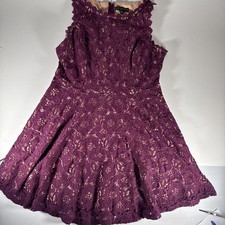 City Studio Juniors Dress Size 13 Wine Floral Lace Sleeveless Fit Flare
