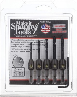 Tools Ironman 5 piece Quick Change Drill Bit Adapter Set for Metalworking, Fa...