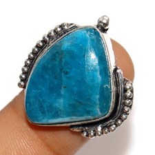 925 Silver Plated Blue Apatite Ring US 6 Wedding Gift Limited Stock Deal GW