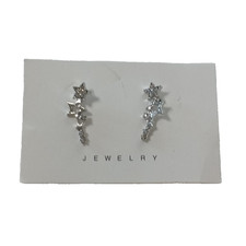 Stud Earrings Star Rhinestone Brass Plated Silver Fashion Jewelry