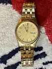 VTG Seiko Men 7N43-9048 Gold Tone Dial DayDate 36mm Quartz Analog Watch UNTESTED