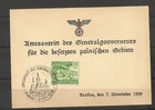 Germany 1939 FDC German Occupation of Poland WWII Krakow Nice Cancel!