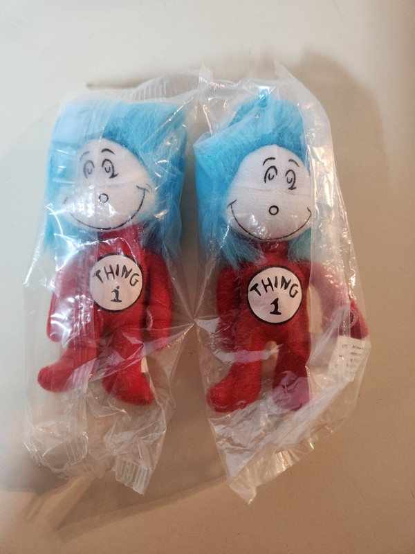 2  Dr. Seuss Thing 1 Mini Plush Dolls Cat in the Hat Collectibles Kellogg’s Set