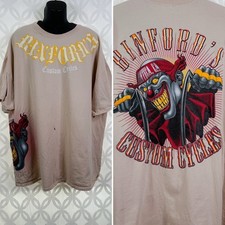 Camiseta Binfords Custom Cycles Psycho Clown Manteca CA Gráfica Grande y Alta Talla 4XL