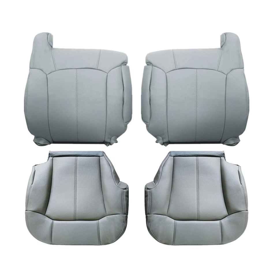 Cubierta de asiento de cuero inferior y trasera inclinada gris para Chevy Silverado GMC Sierra 99-02 Foto 2 de 4