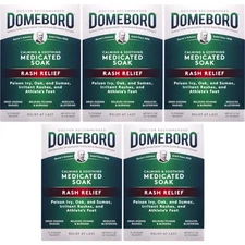 5 Pack Domeboro Soothing Soak Rash Relief Astringent 12 Powder Packets Per Box