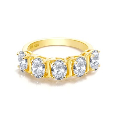 2.50 Ct Oval White Topaz 18K Yellow Gold Plated Silver Ring