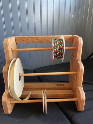 Wooden Ribbon Holder & Winder. Rack Smooth Surface Tabletop Or Hang 3 Tier @1839