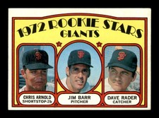 1972 Topps #232 Chris Arnold/Jim Barr/Dave Rader Giants Rookies EX/EX+ X3701996