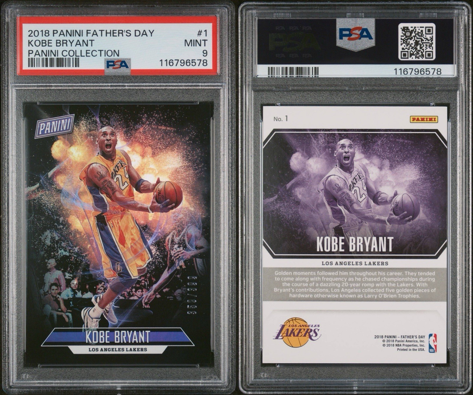 Panini 2018 Father's Day Panini Collection Kobe Bryant #1 /399 PSA 9 Lakers view 3