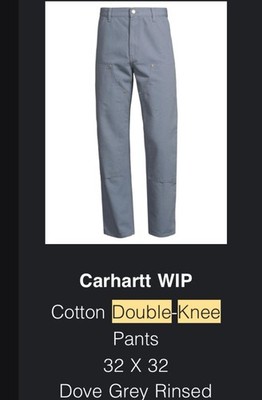 Carhartt WIP Double Knee Pant Dove Grey Rinsed 32x32 Men s Trousers New