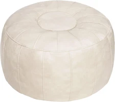 Unstuffed Moroccan Storage Pouf Foot Stool Ottoman Seat Handmade Faux Leather Be