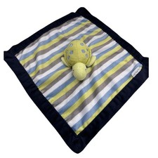 Carters Turtle Lovey Security Blanket Plush Stuffed Animal Blue Green Striped