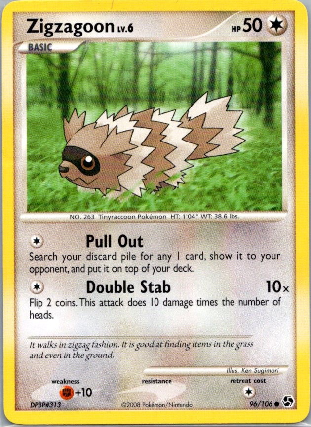 Zigzagoon 96/106 Common Great Encounters 2008 NM