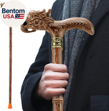 Wooden Cane, Hand Carved High-End Walking Cane for Men and Women, Lightweight De