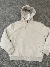 ALO Yoga Mens Select Hooded Bomber Jacket - Bone - Medium - Brand New w Tags