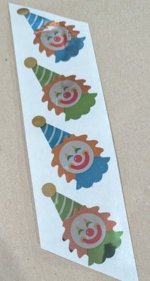 Vintage HAMBLY STUDIOS Clowns Chrome Mylar Stickers Set of 4