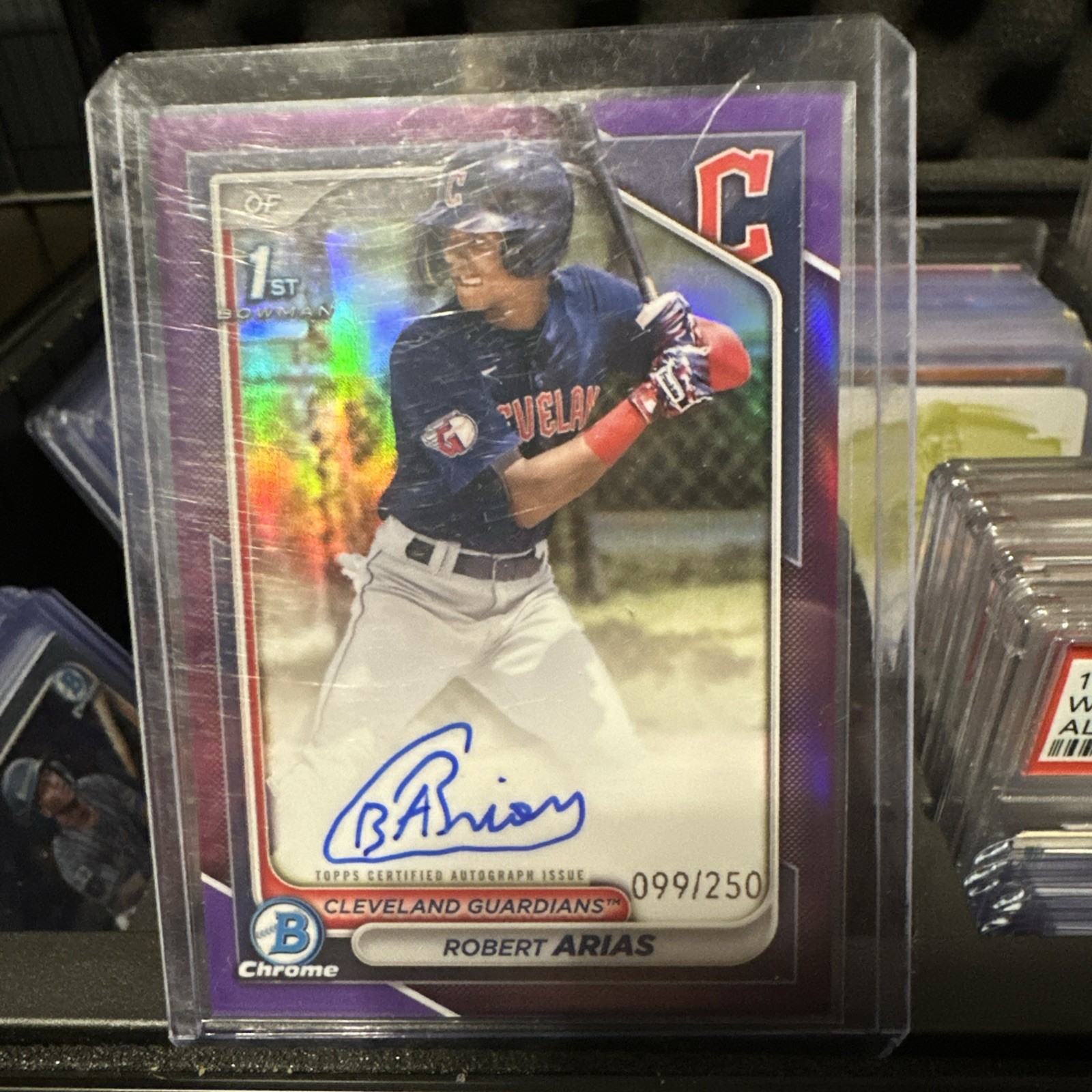 2024 Bowman Chrome Purple Refractor Robert Arias RC 1st Bowman AUTO /250