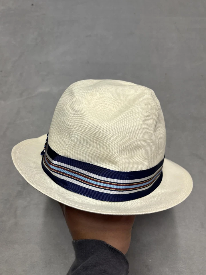 Goorin Bros Hat Fedora Fitted Mens Large White Shantung Straw Hand Woven USA - Image 3 of 4