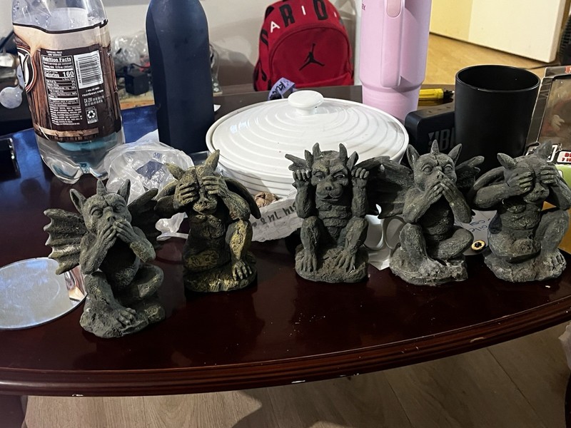 Fantasy Gargoyle Figurines Set of 5 See Hear Speak No Evil Statues