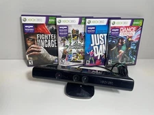 OEM Microsoft Xbox 360 Kinect Sensor + Games Bundle Black 1414 Tested