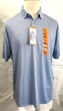 Hickey Freeman Men's Golf Polo Shirt Patterned, Blue, Stretch, S/S, XXL, UPF 50 