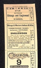 Chicago & Western Indiana Railroad Unused NOS 10-Ride Ticket Strip c1955 #72875