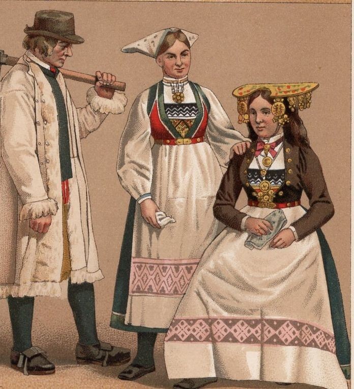 SWEDEN - Traditional Costume Men Women Swedish Baby 1888 Antique