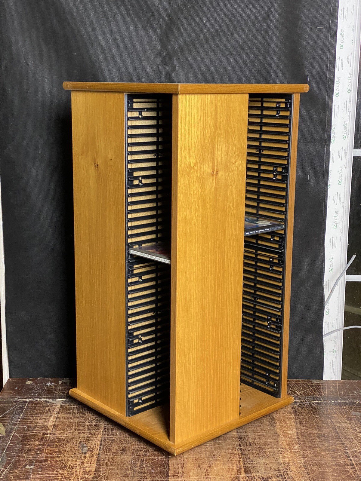 Solid Wooden Rotating CD Storage Rack Holds 320 CDs Sturdy Heavy CD