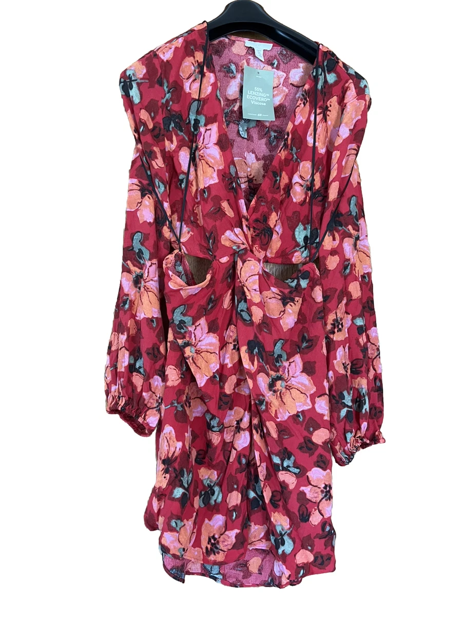 H and m store red floral dress