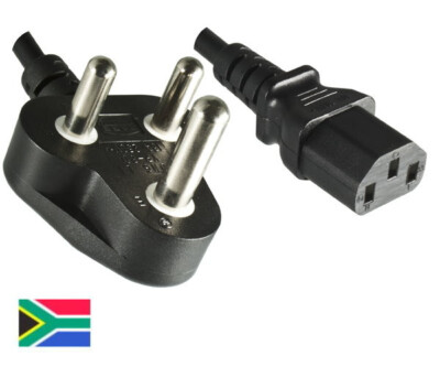 DINIC Netzkabel Südafrika Typ M auf C13, ZAF, 5m, schwarz, 3 x 1mm²