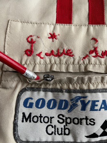 VINTAGE Nomex Racing DAVE SWAN Jacket Cream Red Goodyear Worth Autolite Olympia - Picture 4 of 12