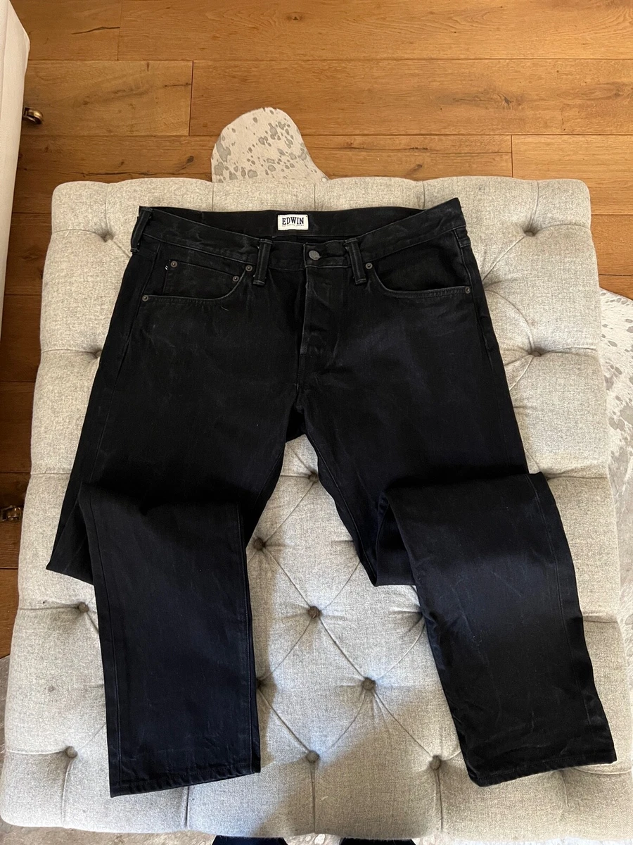 EDWIN ED 55 REGULAR BLACK TAPERED JEANS