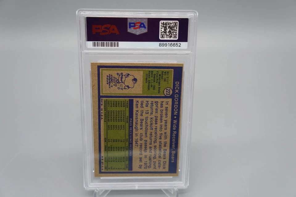 1972 Topps FOOTBALL #223 Dick Gordon PSA 7 NM CHICAGO BEARS FRESH NEW SLAB GRADE - Image 2 of 2