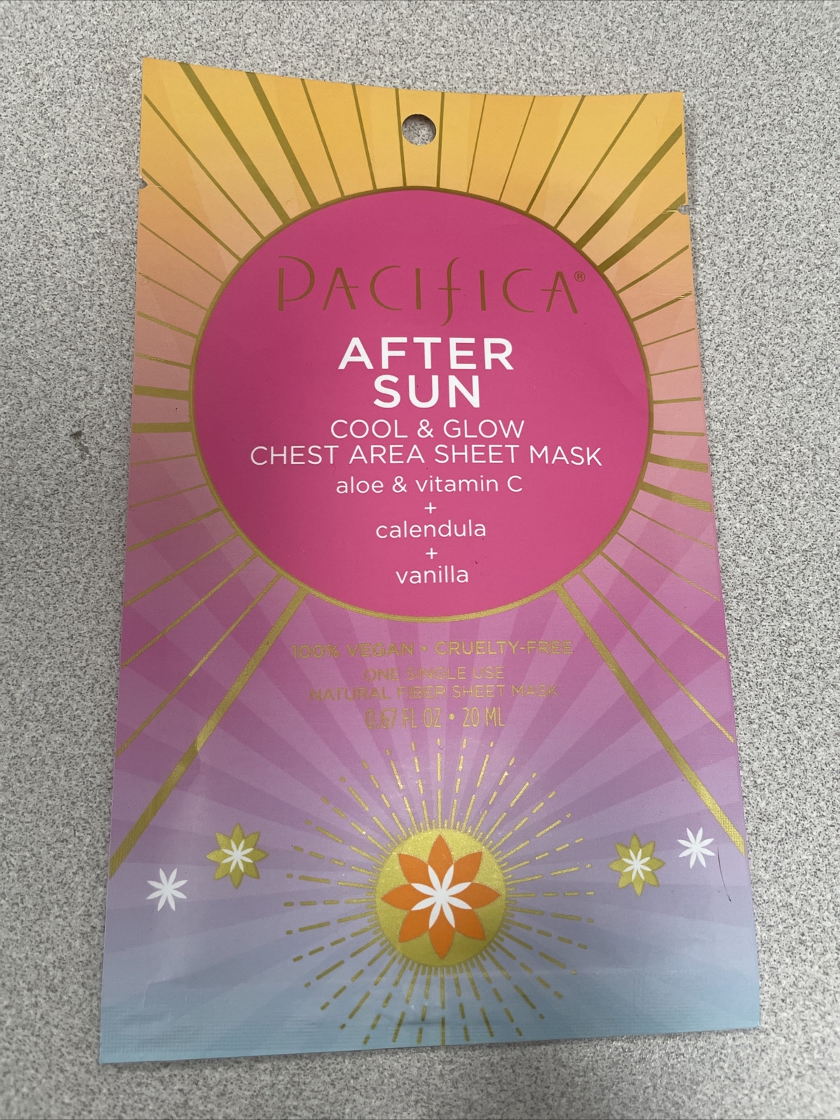 Pacifica After Sun Facial Cool Glow Sheet Mask Aloe Vitamin C Calendula