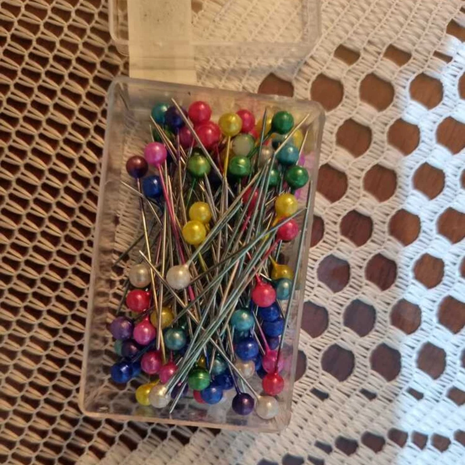 100 peças pinos de cabeça pérola falsa multiuso artesanato marcação pinos de plástico com caixa - Imagem 4 de 4