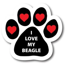 I Love My Beagle Pawprint Car Magnet 5" Paw Print Auto Truck Decal Magnet