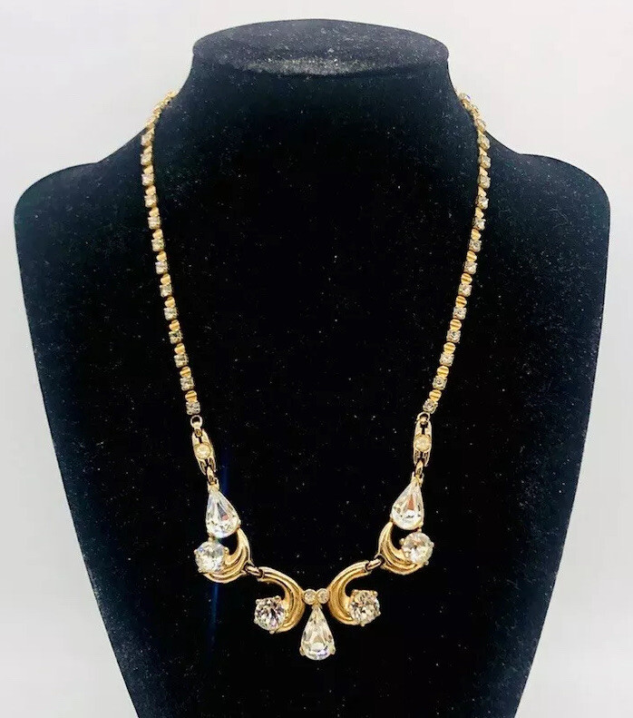 Beautiful BOGOFF Clear Rhinestone Necklace Gold P… - image 1