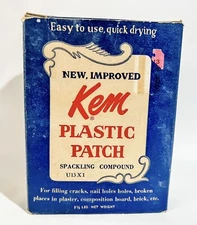Vintage 1950s KEM Plastic Patch Spackling Compound Box with Powder