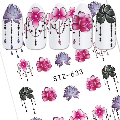 Nail Art Water Transfer Sticker Flower Necklace Jewelry Design Decals Manicure - Picture 18 of 18