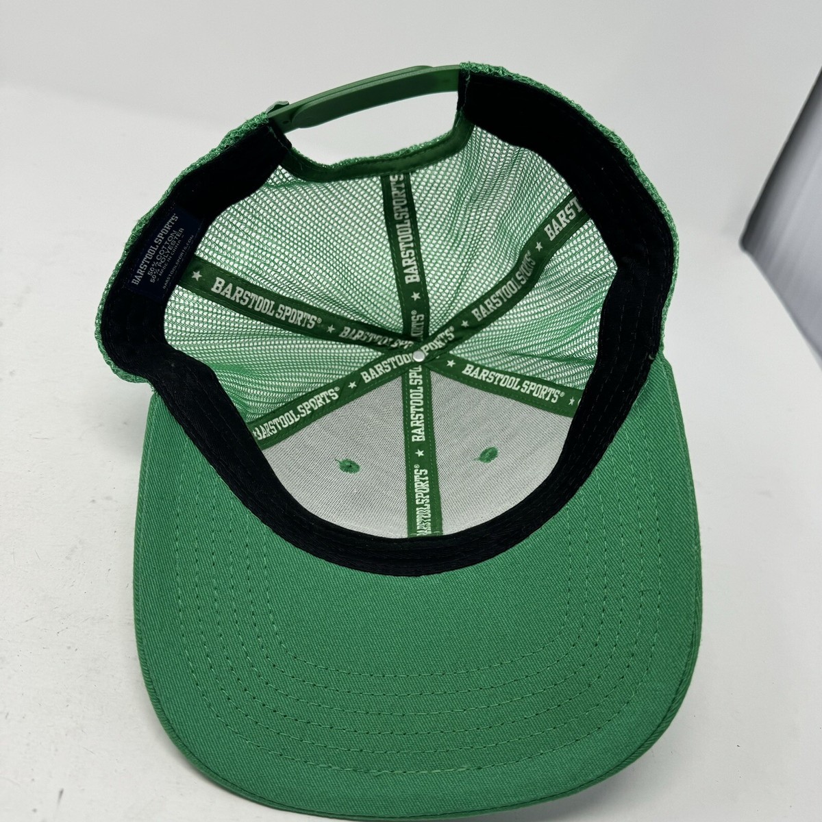 Barstool Sports Golf Fore Play Masters Green Adjustable Trucker Mesh Hat Cap Masters Dark Green Embroidered Puffy Trucker Mesh Back Rope  main image 3
