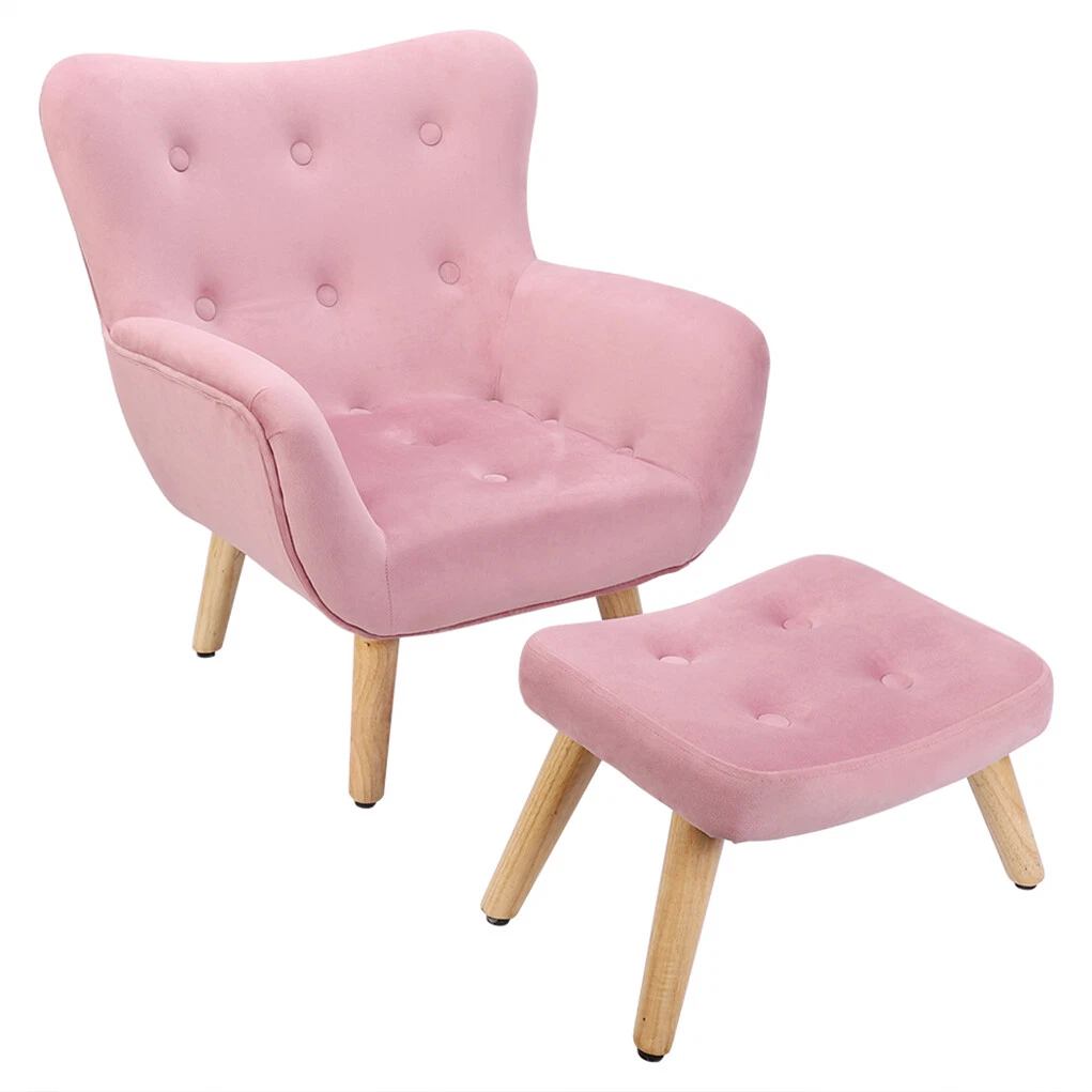 Pink Velvet Armchair Wing Back Chair Deep Button Fireside Small