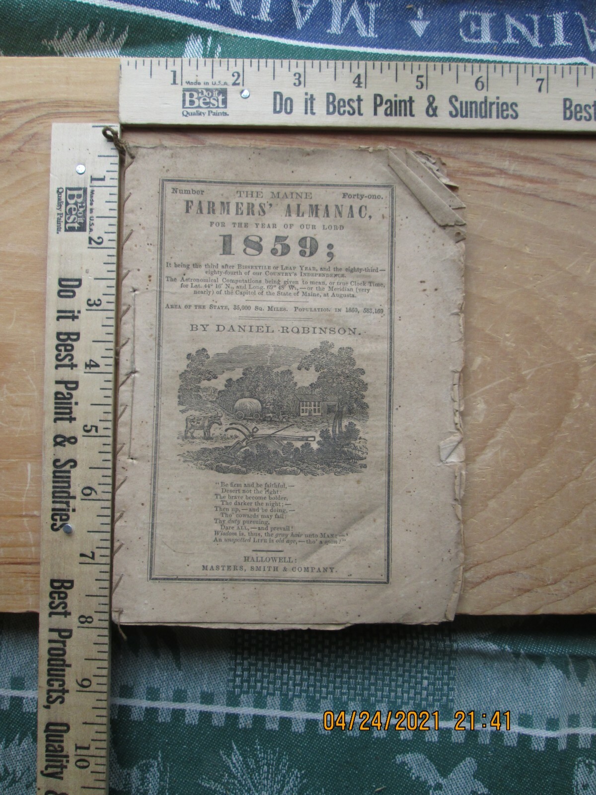 The maine farmers Almanac 1859 eBay