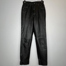 Vintage Wilson Leather Women  s High Rise Straight Moto Black Pants Size 6