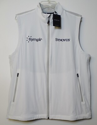 New Dunning Golf Men s Wind Pro Vest Sz M Fleece Lined White Symplr Synovus