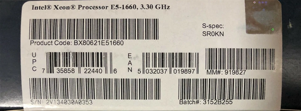 Intel BX80621E51660 SR0KN Xeon E5-1660 15M Cache, 3.30 GHz, 0.0 GT/s QPI NEW - Image 2 of 2