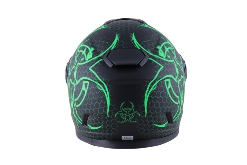 Integralhelm Helm Kinderhelm Motorradhelm Crosshelm Motocross Bio Hazard grün - Bild 5 von 5