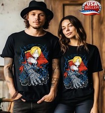 Edward Elric T-Shirt,Fullmetal Alchemist Shirt,Brotherhood Alphonse,Black Shirt