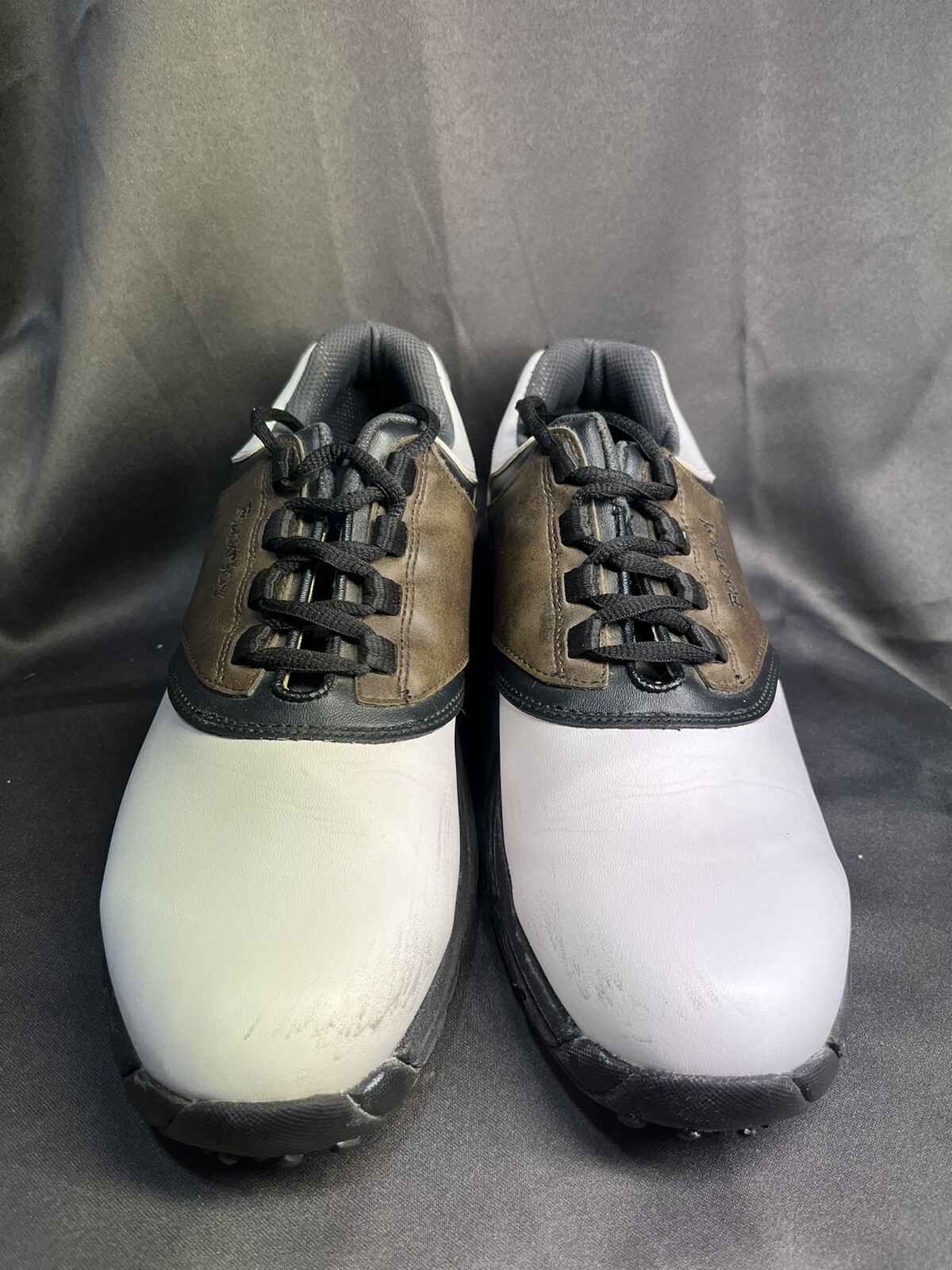 Footjoy Greenjoys 45516 White Brown Saddle Oxford Golf Shoes Sz 9.5M