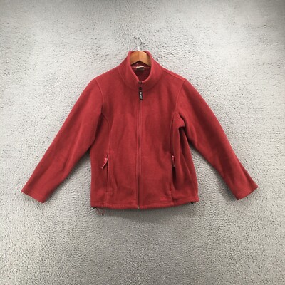 Cabelas Jacket Mens Medium Poly Stand Collar Fleece Long Sleeve Red Full Zipper